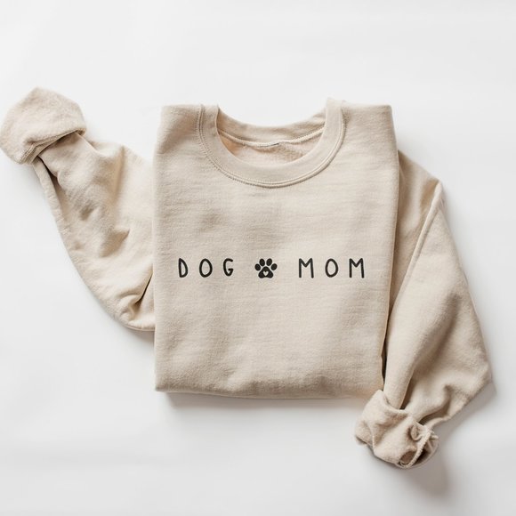 Aurlex Tees Tops - Dog Mom Sand Sweatshirt - Pet Parent Fur Mama Gift - Minimalist Dog Owner Gifts